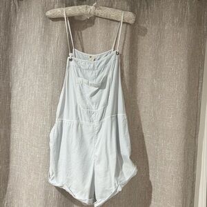 Billabong Light Blue Utility Short Overalls Romper Size Large